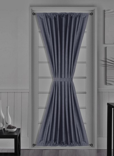 1PC HEAVY THICK THERMAL BLACKOUT ROD POCKET FRENCH DOOR PANEL W/TIE BACK 55"x72" - Picture 11 of 14