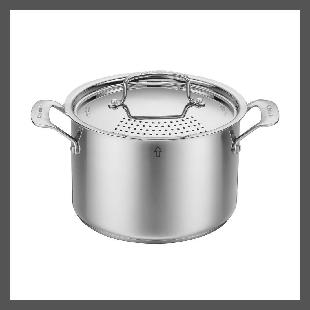 Набор кастрюль для макарон из нержавеющей стали Cuisinart 2шт 500F 5,75QT с крышкой для процеживания
