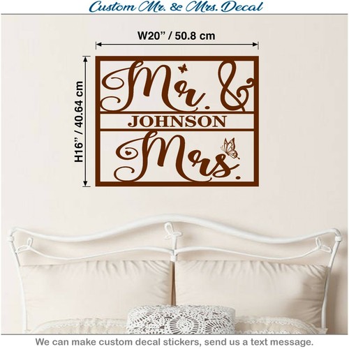 Custom Name Mr & Mrs Married Butterfly Art Wall Vinyl Decor Sticker Decal 193 - Picture 3 of 9