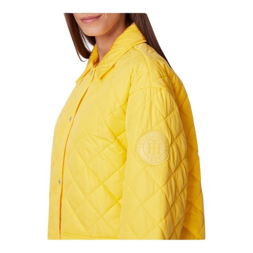 Tommy Hilfiger Quilted Sorona Long Shacket Yellow New!