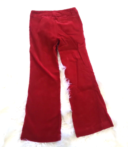 Chaps Girls Size 7 Pants Corduroys ~ Red ~ Stretch ~ Wide Leg ~ Gold button - Picture 3 of 13