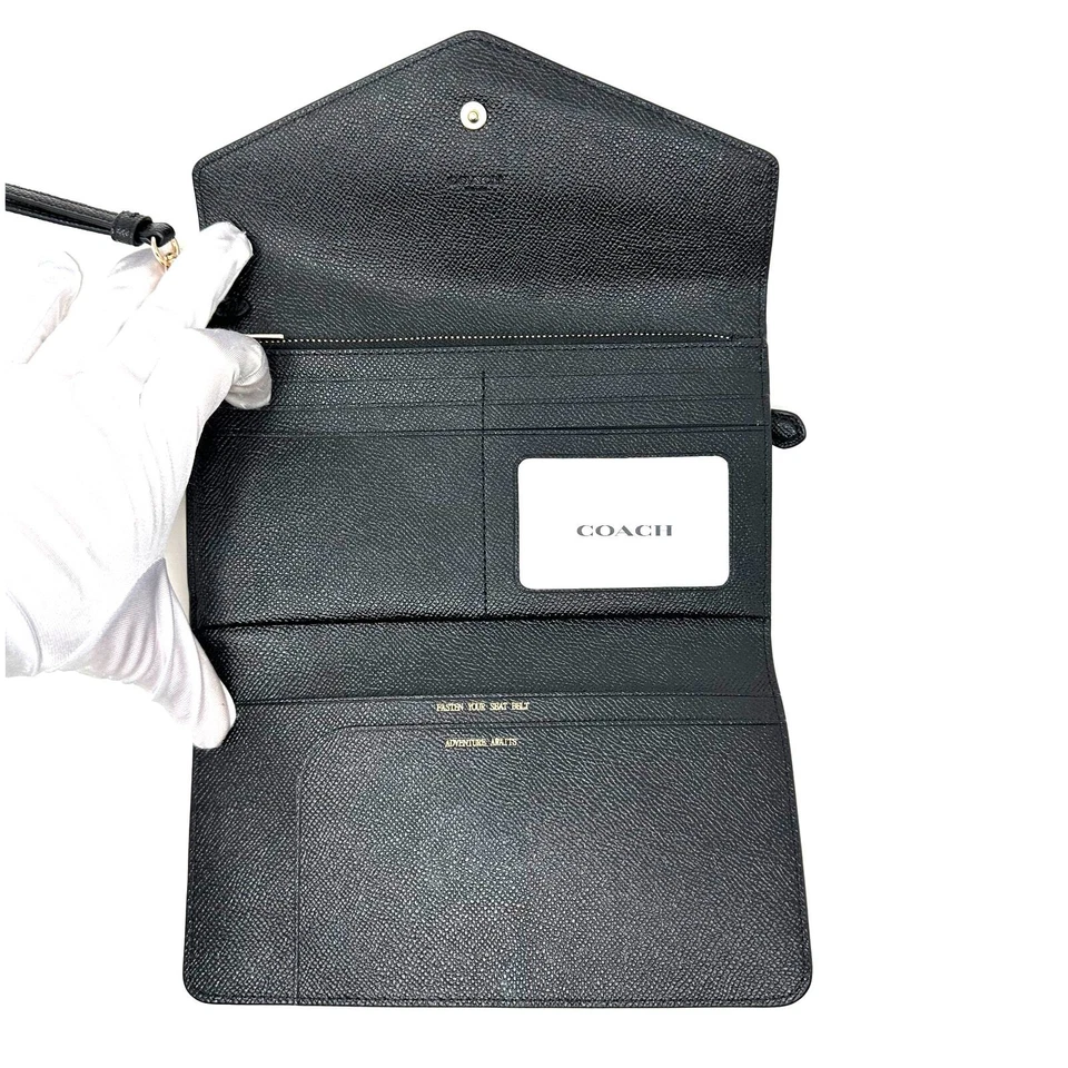 Coach Travel Envelope Wallet Wristlet in Black Leather C0707 - Image 4 of 4
