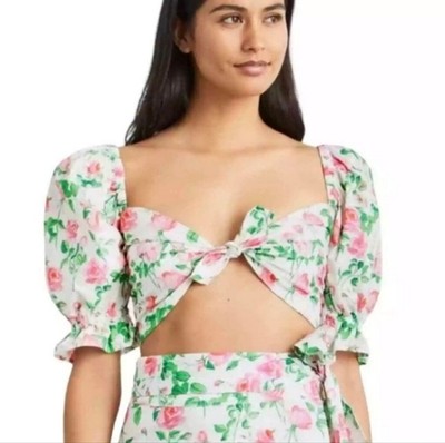 Hill House Pink Roses Isabella Crop Top S NWT
