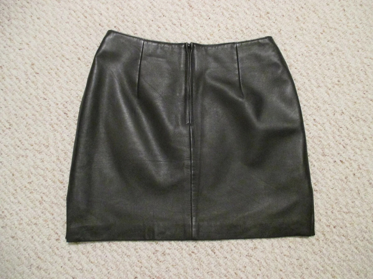Hugo Buscati Black Leather Skirt Size 10 Small eBay