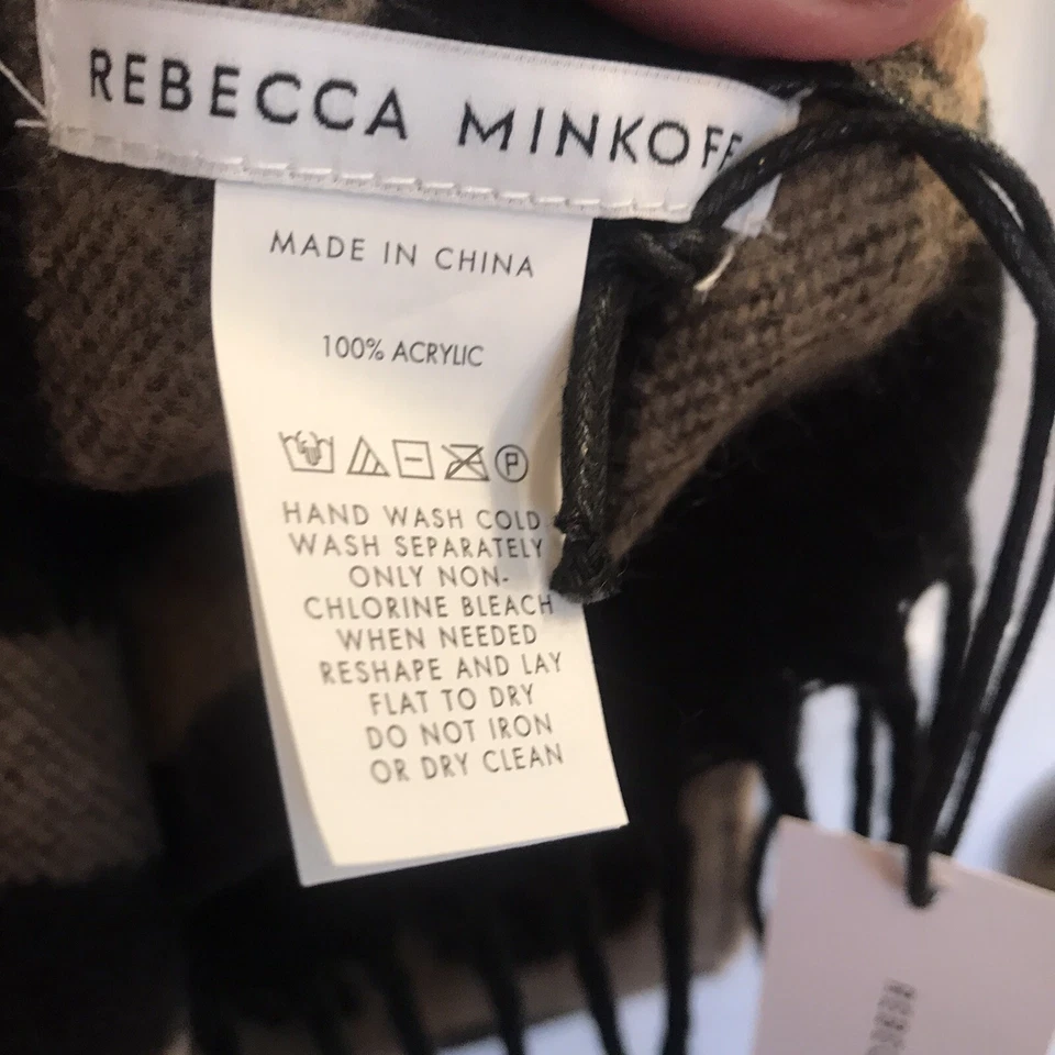 Rebecca Minkoff Leopardo y Rayas Bufanda Capa Con Flecos Negros 80”L X 19 W Foto 4 de 4