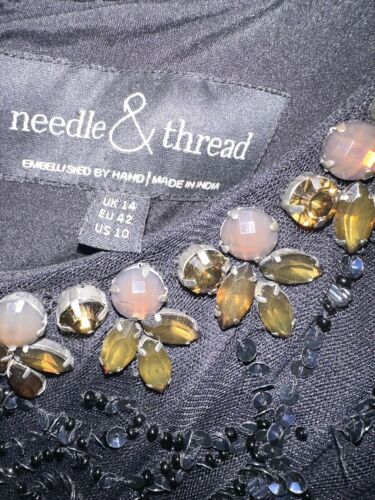 Black Tulle Sequins Gems Needle & Thread 10 Dress Ruffle High Neckline 30 Waist - 第 1/24 張圖片