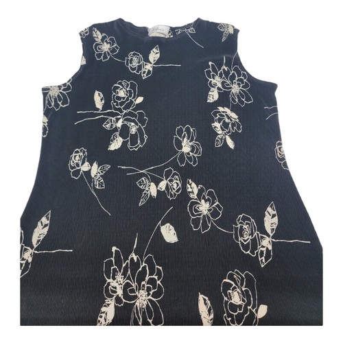 AGB Dress Wo.en Size 14 Byer Cal. Black floral Sleeveless Vacation USA Made - Picture 7 of 8