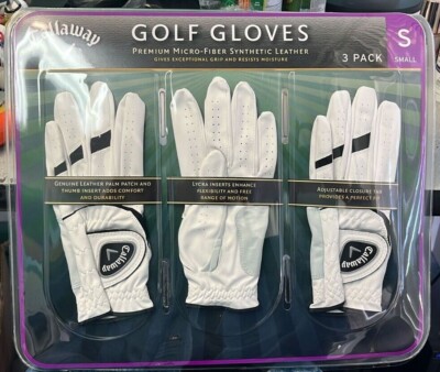 Callaway Golf Gloves  3-Pack Premium Micro-Fiber synthetic  Leather small S