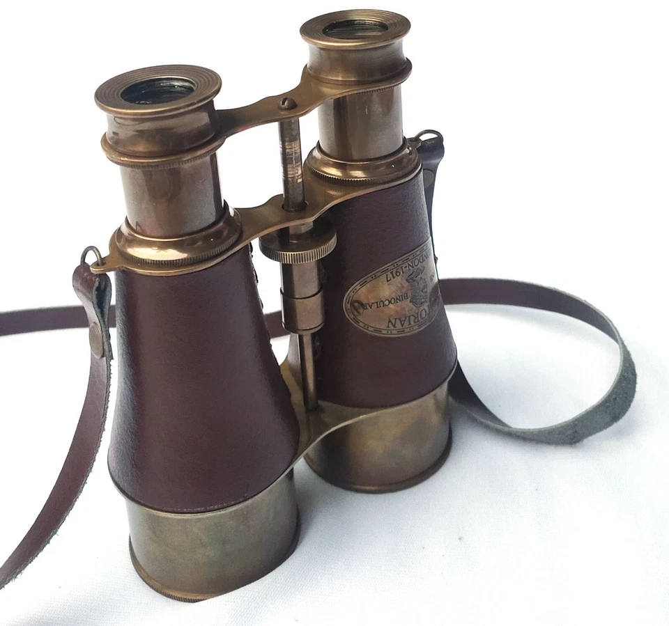 SIFAAT WORLD 6" Antique Solid Brass Brown Leather Binoculars, Cyber Monday Gift - Image 2 of 4