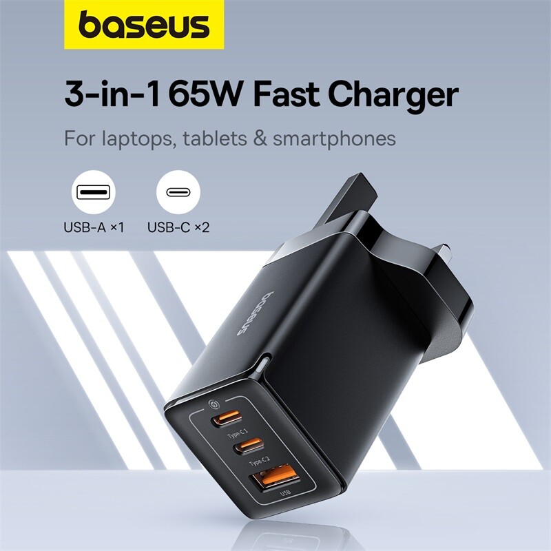 Baseus 65W GaN5 Fast Charger PD AFC Wall Power Adapter 100W USB C  Cable