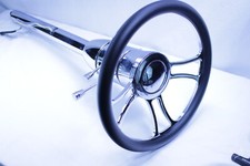 Chrome 32 Tilt Floor Shift Steering Column Independent Wheel Horn Button Chrome 32 Tilt Floor Shift Steering Column Independent Wheel Horn Button