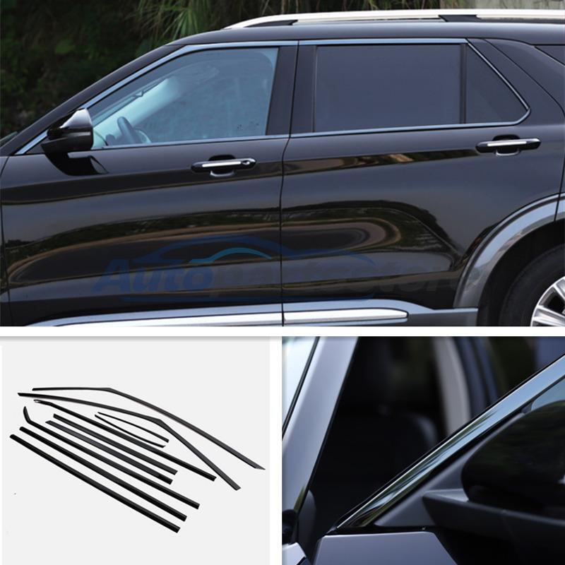Stainless Black For Ford Explorer 2020-2022 Car Window Strip Cover Trim Kit