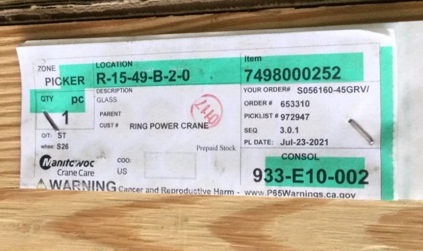 Vidrio trasero Manitowoc/Grove 7498000252 terreno áspero (multi aplicaciones) Foto 2 de 3