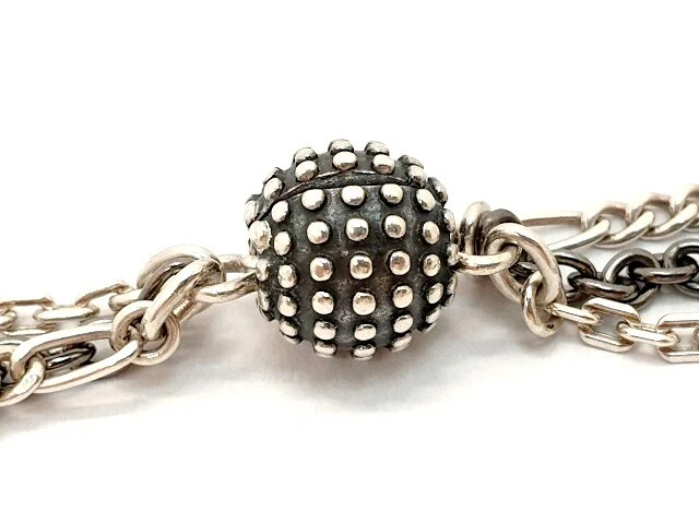 Pandora Sterling Silber 925 Kette 3 Reihig mit Dotty Stud Clip Stopper Nieten - Bild 4 von 4