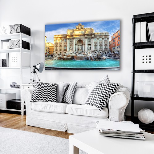 Canvas Print Framed Kitchen Wall Art Photo Picture Trevi Fountain Rome Sunrise - Picture 2 of 4