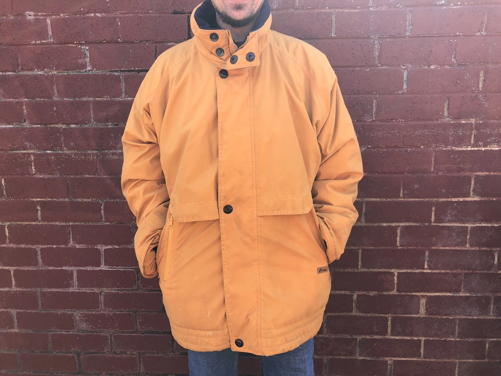 Mens Vintage K Way Parka Jacket Coat Organe Windbreaker Rainproof