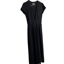 REFORMATION PLUNGE NECKLINE MIDI BLACK DRESS SIZE S