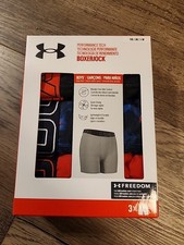 UNDER ARMOUR 3 pc BOXERJOCK Youth BOXER BRIEF UNDERWEAR YM MEDIUM Blue Red