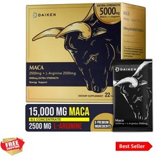 Peruvian Maca Root Powder Extra Strength 15,000 mg, Gelatinized Black, Red, Y...