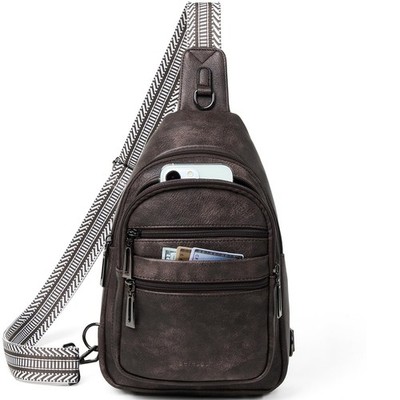 Bolso Cruzado De Cuero Vegano Para Viajes Y Hombro Estilo De Lujo Cafe