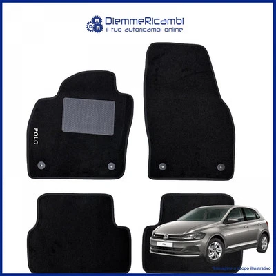 W-PARTS SERIE 4 TAPPETI - TAPPETINI IN MOQUETTE NERI PER VOLKSWAGEN POLO VI DAL 2017