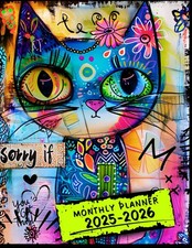 2025-2026 Monthly Planner with Fun Colorful Cat Cover: Featuring a Finance Org