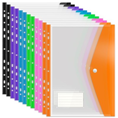 Lochtaschen Kunststoff Geldbörsen, 12 Stück A4 rosa schwarz blau grün orange lila 