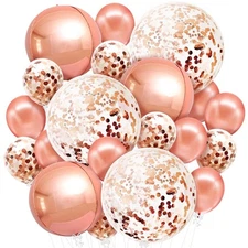 KatchOn, Huge Rose Gold Balloons With Confetti - 36 Inch, Pack of 21 | Rose G...