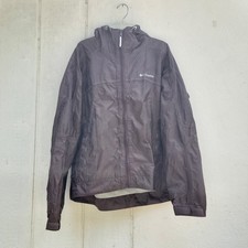 Columbia Omni-Tech Rain Jacket Brwn Wmns L Waterproof Hooded Mesh Lined Packable