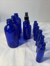 Lot Of 11 Cobalt Blue Glass Bottles/Jars