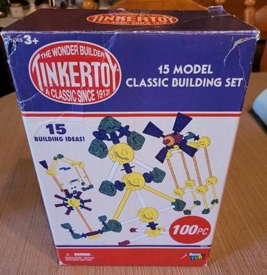 Tinkertoy Wonder Builder Basic Fun!  15 Model Classic Building Set 100 Piece Kit