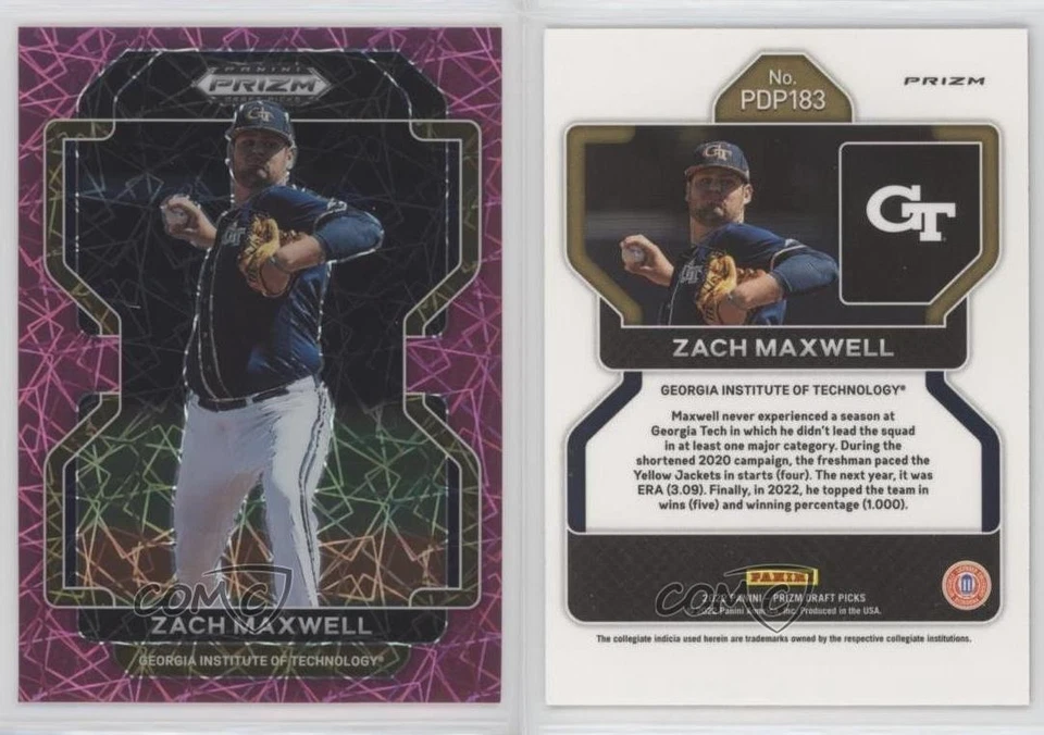 2022 Panini Prizm Draft Picks Neon Pink Velocity Prizm Zach Maxwell #PDP183 - Image 3 of 3
