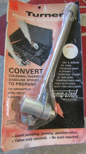 NIP Vintage TURNER Metal PROPANE CONVERSION KIT Camping Stoves Heaters - 1970's