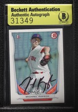 BAS 2014 Bowman Draft Michael Kopech #DP29 Beckett Auth Sticker Auto ur8