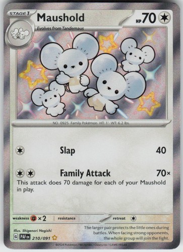 Maushold 210/091 Shiny Rare Paldean Fates Pokemon Holo Near Mint