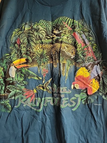 Camiseta envolvente vintage años 90 puntada única Bronx Zoo RAINFOREST XL 23x32 - Imagen 2 de 6