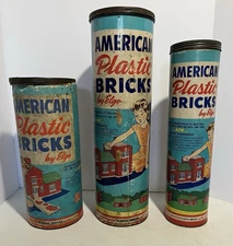 Lot of Elgo American Plastic Bricks 750 + pieces w/ Containers Red & White READ