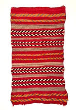 OUTSTANDING HISTORIC NAVAJO SADDLE/CHILD’S BLANKET RUG,COLORFUL EYEDAZZLER,C1885