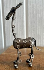 Hand Made Recycled Scrap Metal Abstract Art Giraffe Figure Sculpture 6”