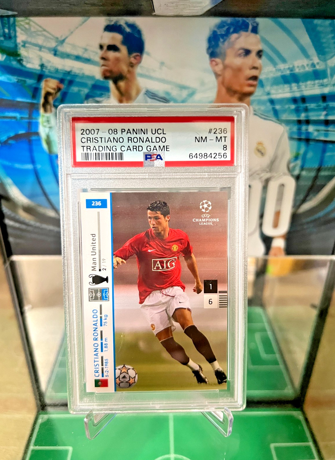 2007-08 Panini UEFA Champions League TCG #236 Cristiano Ronaldo PSA 8
