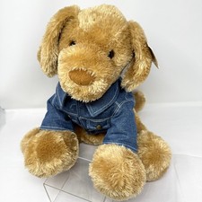 GUND Plush Dog 45544 Tan Stuffed Animal w/ Denim Overalls Exclusive Edition 15"