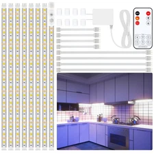 8 PCS Under Cabinet Lighting Kit Bright Lights Flexible Led Strip Home W/ Remote