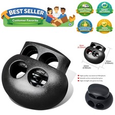 Pack of 10 Durable Double Hole Cord Locks - Spring-Loaded Fasteners in Black