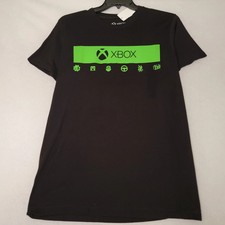 XBOX SHIRT MENS MEDIUM BLACK Gamer Video Game Casual Microsoft Retro Green NWT