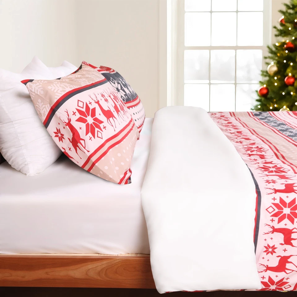 Hitime Christmas Duvet Cover Printed, Soft Breathable Microfiber Bedding Set - Imagem 4 de 4