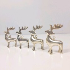 4 Metal Reindeer Figures Ornaments 2 inch Christmas Holiday Deer