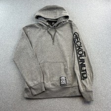 Ecko Unltd Hoodie Mens Small Gray Long Sleeve Fleece Sweater Logo Sleeve Casual