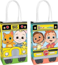 CoComelon Paper Kraft Party Bags - 8pk - Kids Birthday Party Favour Gift - NEW