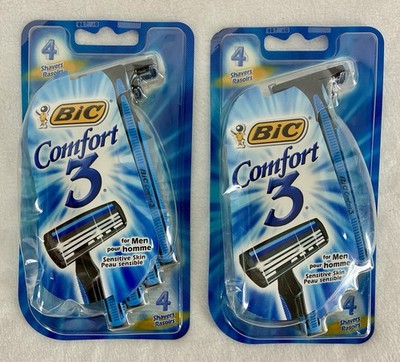Lot of 8 BIC Comfort 3 for Men SENSITIVE SKIN Razors 3 Blade Shavers NOS 2005