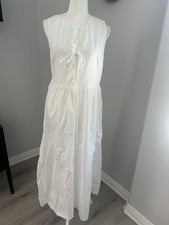 Asos ONLY tie front ruched cotton midaxi dress in white Size S